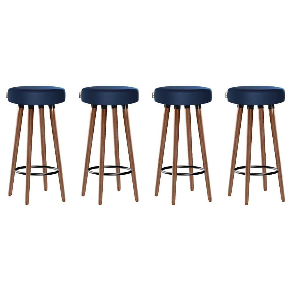 Kit 4 Banquetas Moderna Alta Roma Slim Azul 70cm