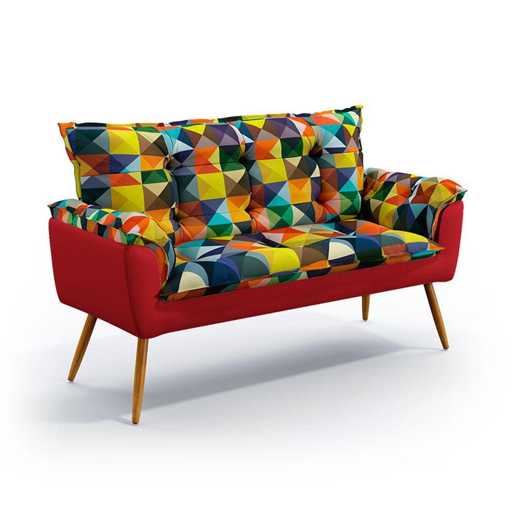 Poltrona Opala Namoradeira F-015 Sued Estampado Colorido com Sued Aradecor