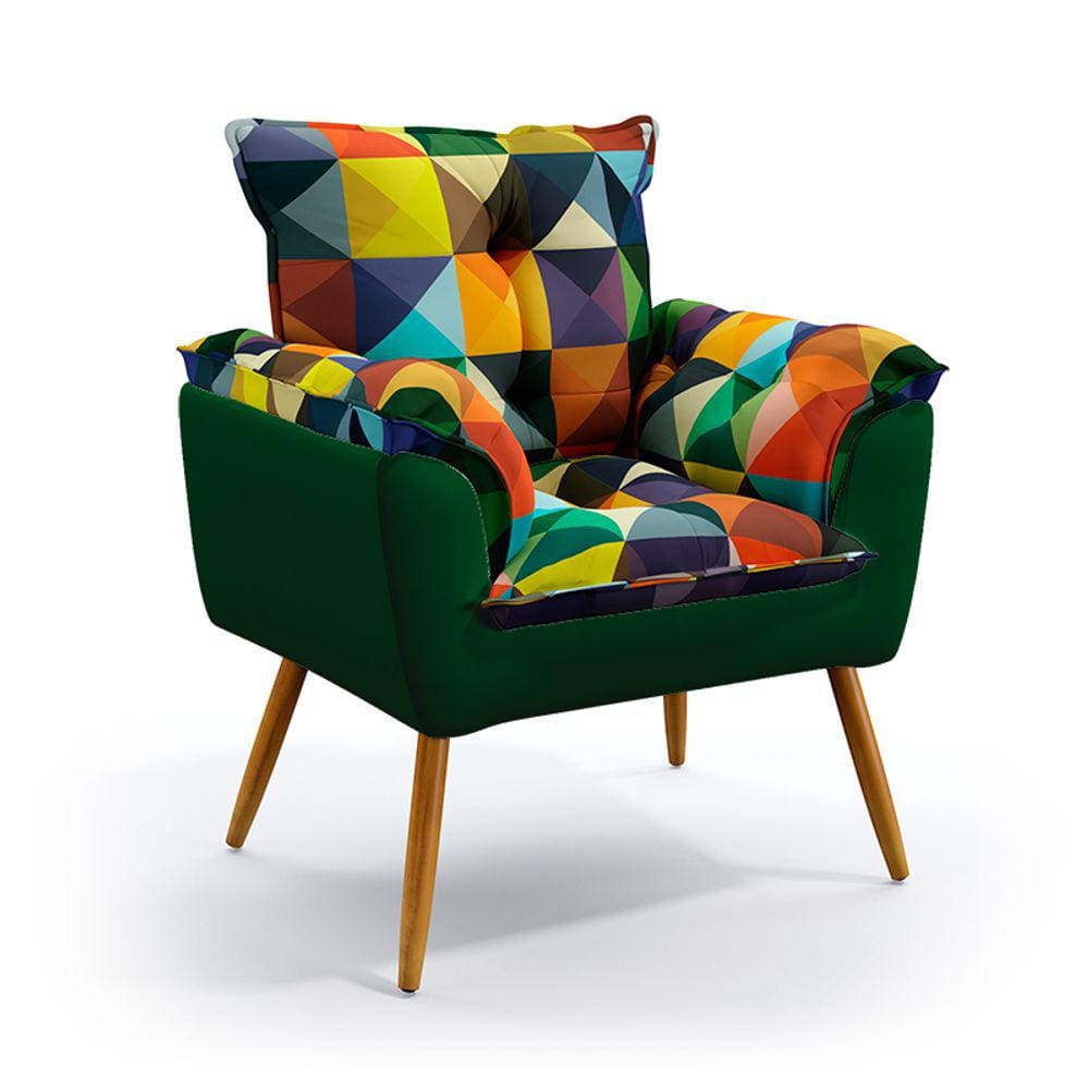 Poltrona Opala F-015 Sued Estampado Colorido com Sued Aradecor