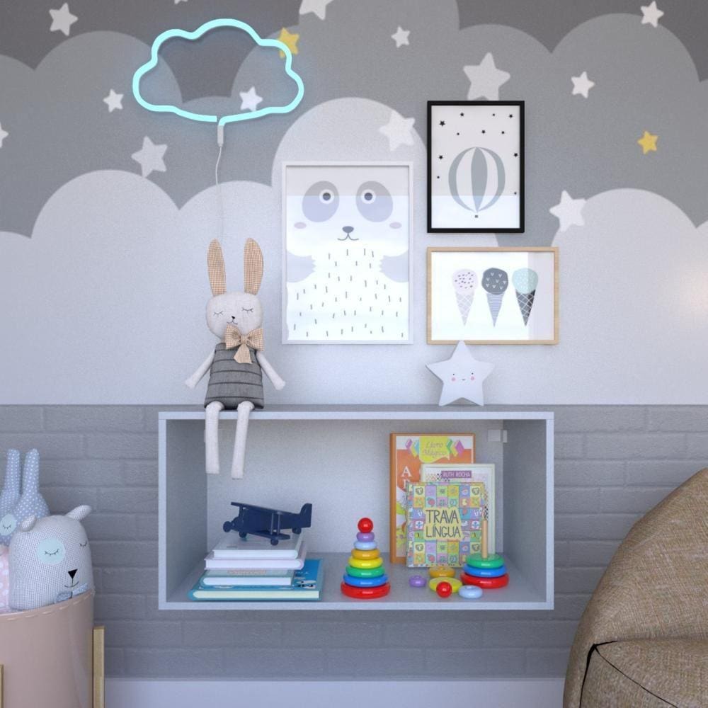Nicho para Quarto Infantil 80x40x40cm Bramov Móveis Cinza Cristal