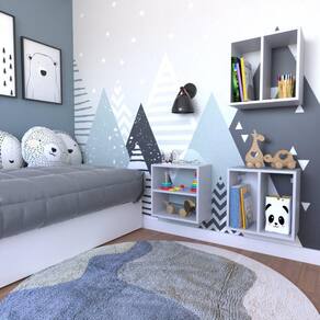 Conjunto 3 Nichos Prateleira para Quarto Infantil Bramov Móveis Cinza Cristal