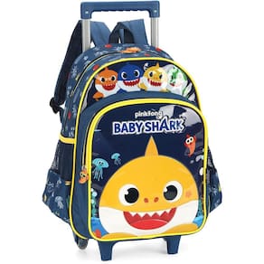 Mochila de Rodinhas Com Alça Luxcel Baby Shark Azul