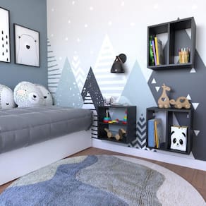 Conjunto 3 Nichos Prateleira para Quarto Infantil Bramov Móveis Preto