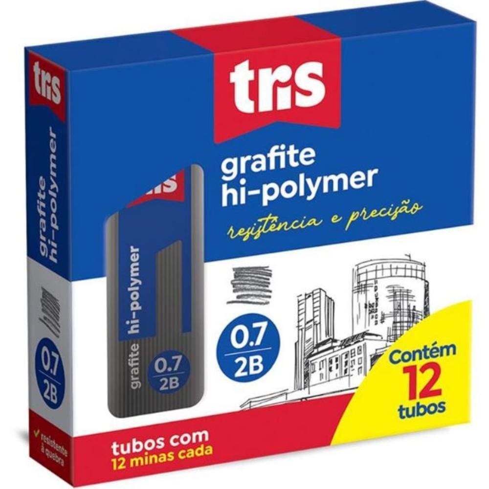 Kit De Grafite 0,7Mm Tris 2B Com 12 Grafites Summit
