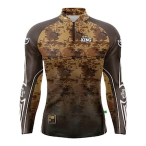 Camiseta Pesca King Brasil Fator Proteção Solar UV KFF301 Camuflado Escuro