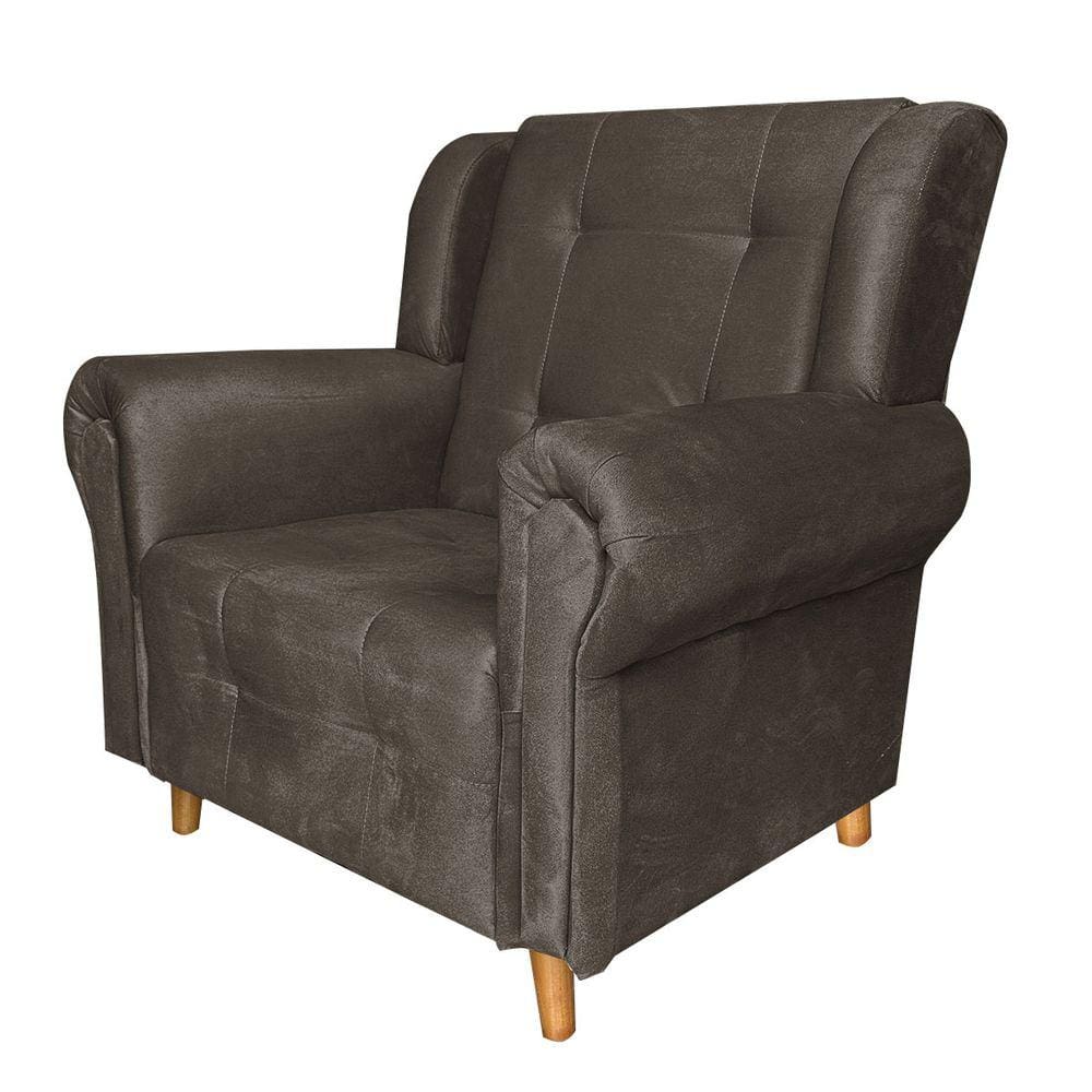 Poltrona Bruna De Amamentação E Descanso Pés De Madeira Marrom