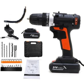Kit Ferramentas Bits Brocas Soquetes Furadeira E Parafusadeira Bivolt Sem Fio Recarregavel + 2 Baterias 21v e Maleta