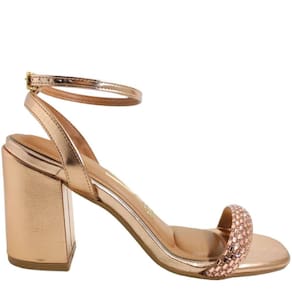 Sandália Feminina Salto Alto Grosso Bico Quadrado com Strass Vizzano 6409.211