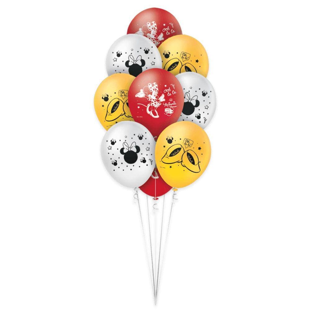 Balão Bexiga Minnie Mouse 9 Polegadas Com 25 Unidades