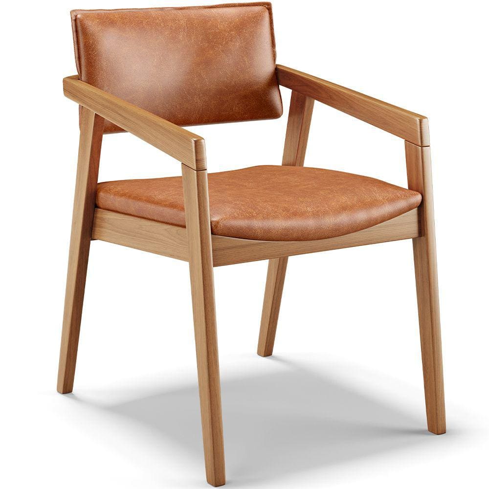 Cadeira Para Sala de Jantar Estar Living Giorgia B04 Couríssimo Camel - Lyam Decor