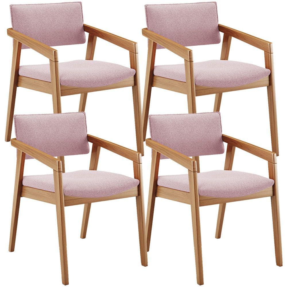 Kit 04 Cadeiras Para Sala de Jantar Estar Living Giorgia B04 Bouclê Rosê - Lyam Decor
