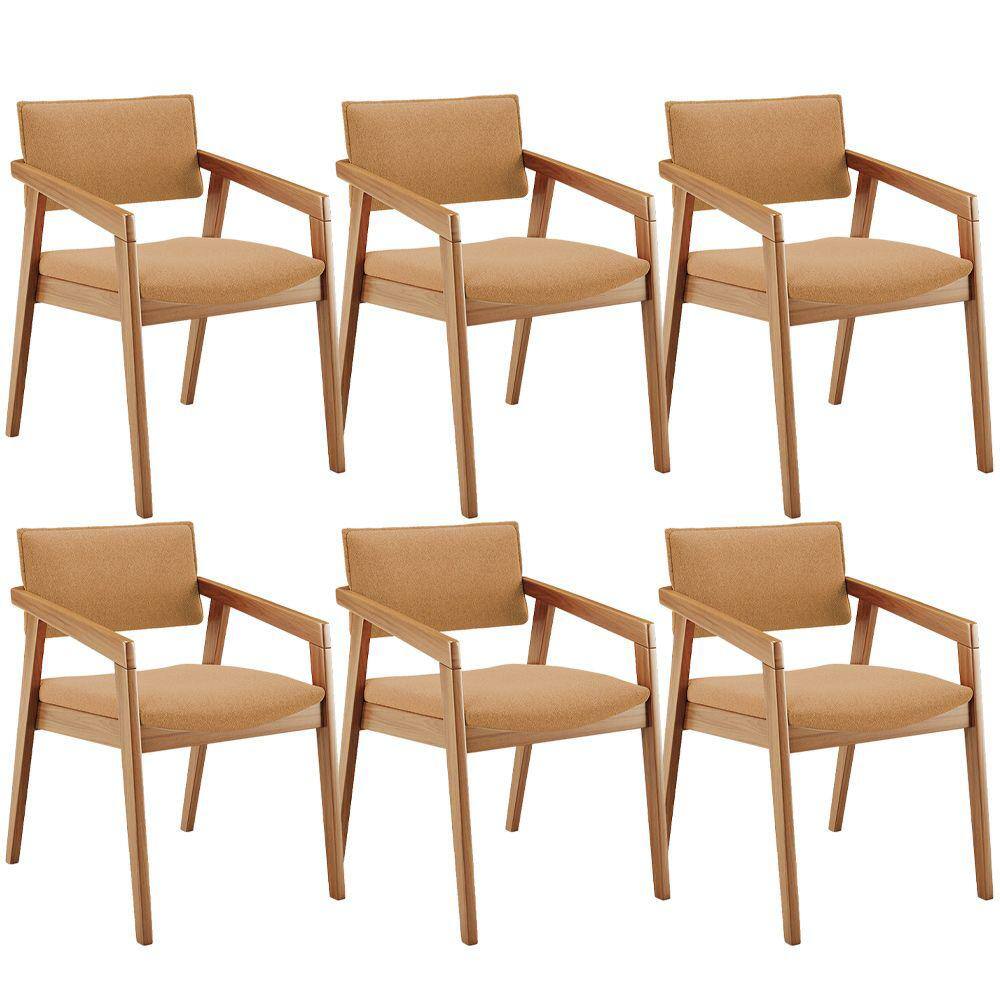 Kit 06 Cadeiras Para Sala de Jantar Estar Living Giorgia B04 Bouclê Mostarda - Lyam Decor