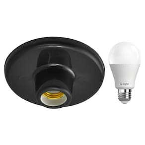 Kit Plafonier Plafon Soquete E27 Preto Lâmpada Led 9W
