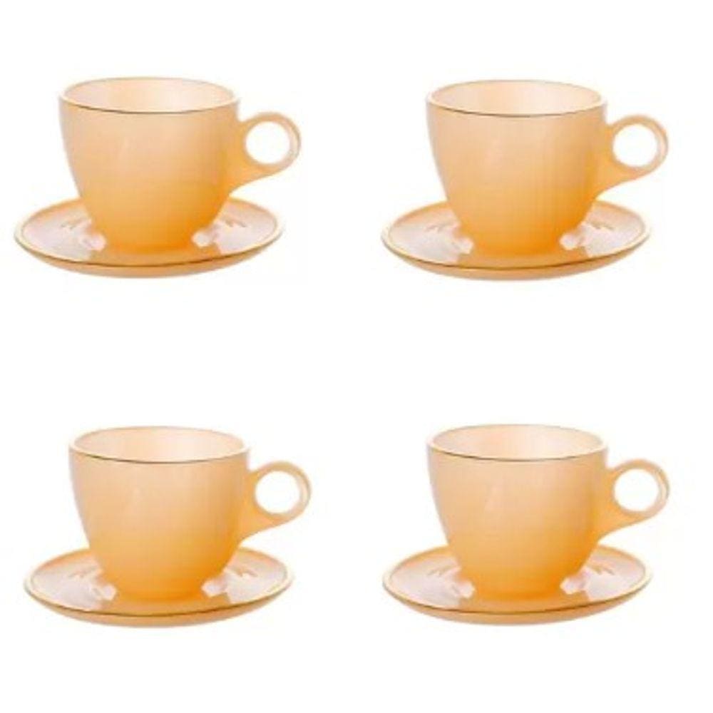 Jogo 4 Xícaras Café Com Pires Cristal Matte 170ml Hauskraft