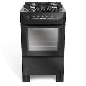 Fogão Mueller preto fosco 4 Bocas com mesa de vidro e acendimento MFV4BB