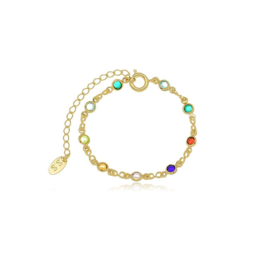 Pulseira Infantil Colorida Banhada A Ouro 18K