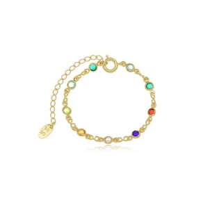 Pulseira Infantil Colorida Banhada A Ouro 18K