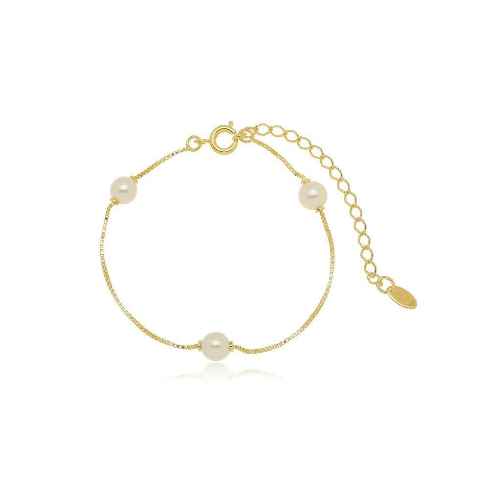 Pulseira Pérola Banhada A Ouro 18K