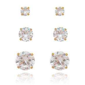 Brinco Trio De Ponto De Luz Banhado A Ouro 18K