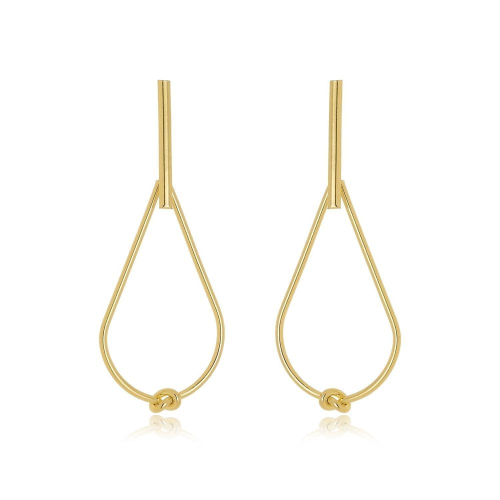 Brinco Gota Com Nó Banhado A Ouro 18K