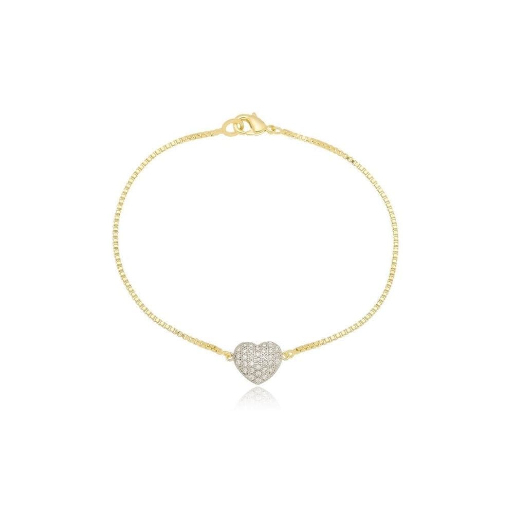 Pulseira Coração Banhada A Ouro 18K