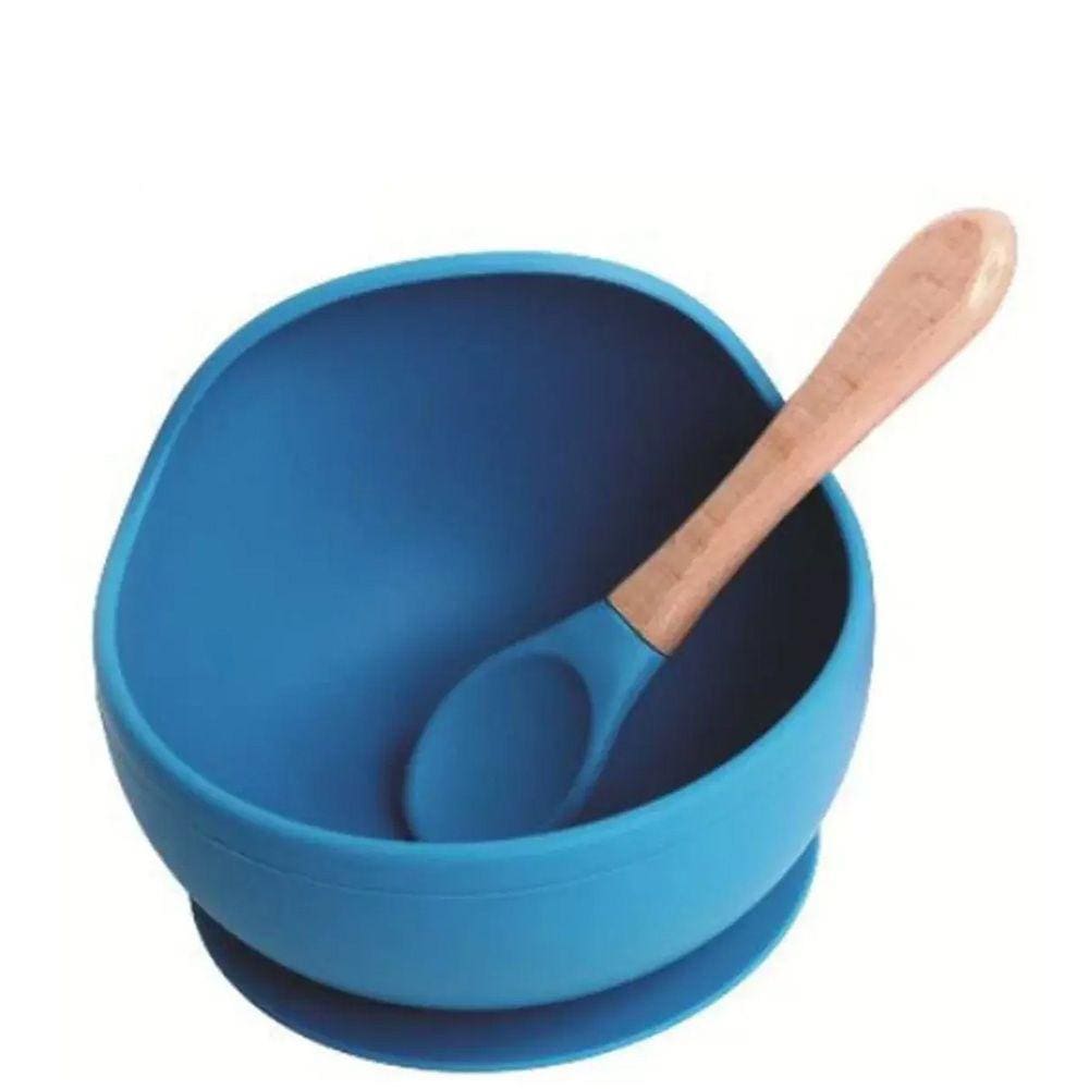 Tigela Silicone Com Ventosa e Talher Azul Turminha Guara