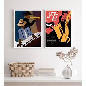 Kit 2 Quadros Decorativos Jazz Cartaz Poster 33X24Cm