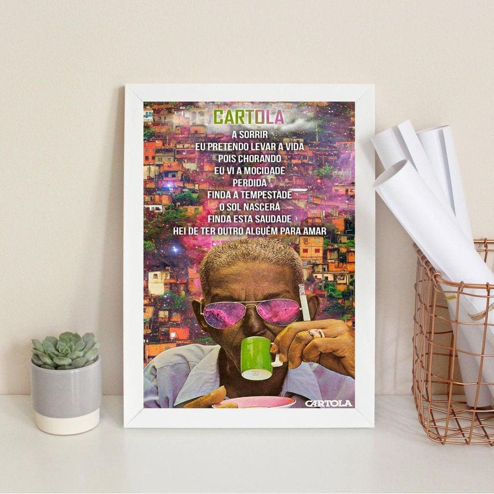 Quadro Decorativo Cartola- Trecho Música 45X34Cm