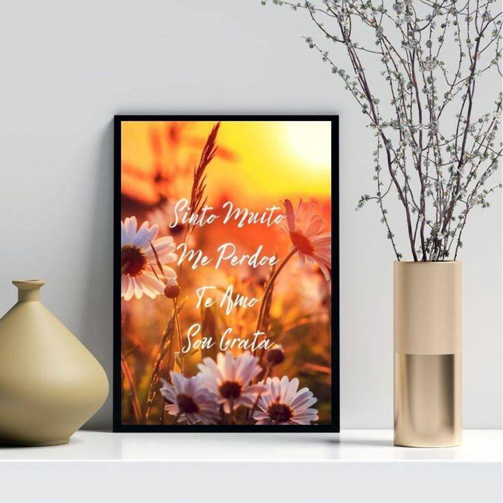 Quadro Decorativo Ho` Oponopono Mágico- Flores 24X18Cm Vidro