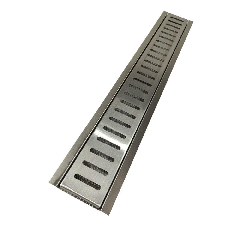 Grelha Pluvial com Suporte 10x60 Inox 304 e Tela Anti Inseto