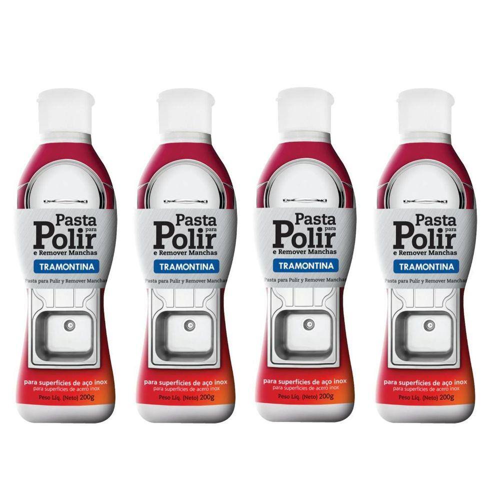 Kit 4 Pastas De Polir Limpador Removedor Manchas Em Aço Inox
