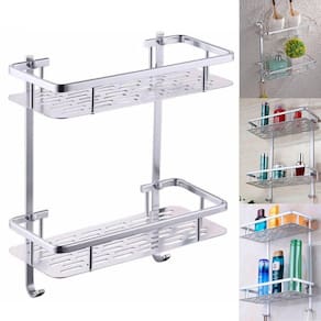 Suporte Aluminio Organizador Porta Shampoo Sabonete Prateleira Dupla Box