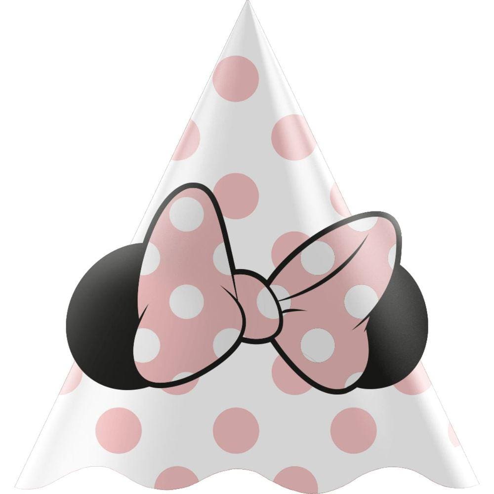 Kit Chapéu Minnie Mouse Rosa Aniversário Festa 8 Unidades