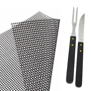 Kit Churrasco Garfo Faca E Tela Antiaderente Teflon