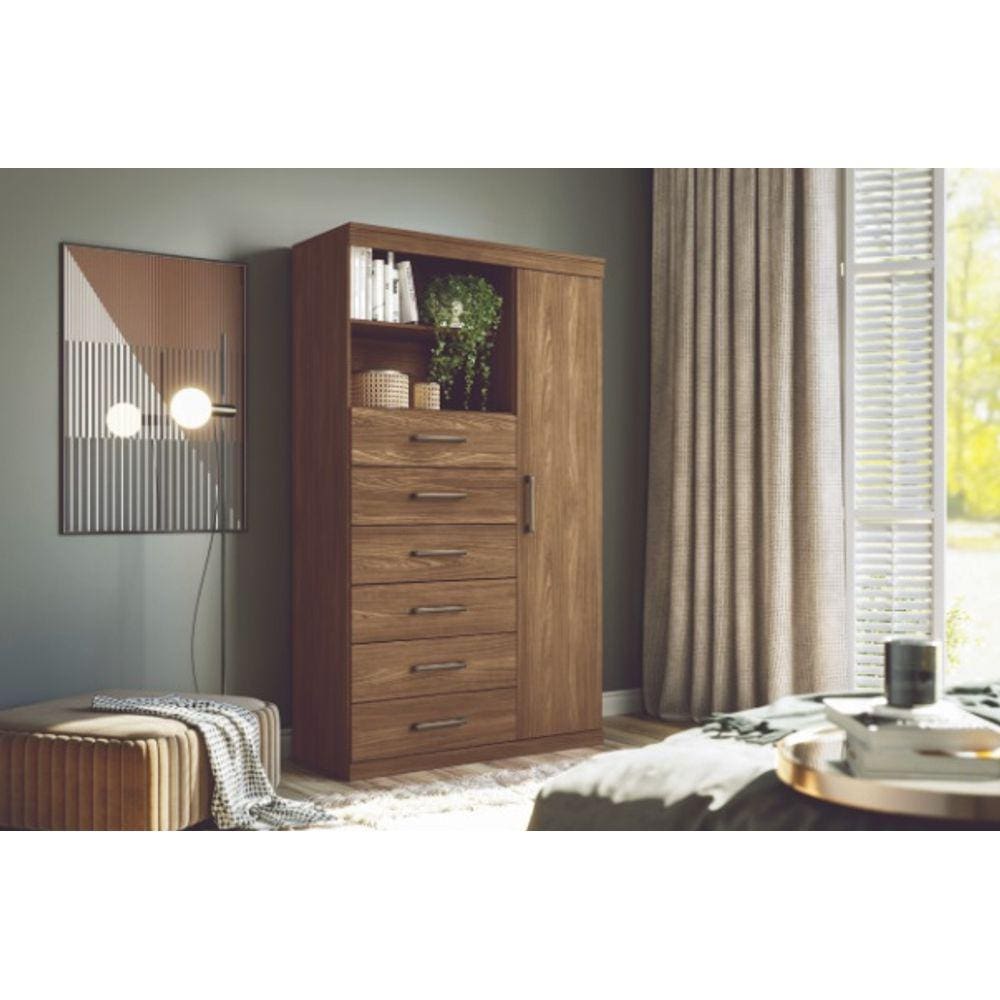 Comoda 6 Gavetas 1 Porta com Nicho Marabá Jatoba