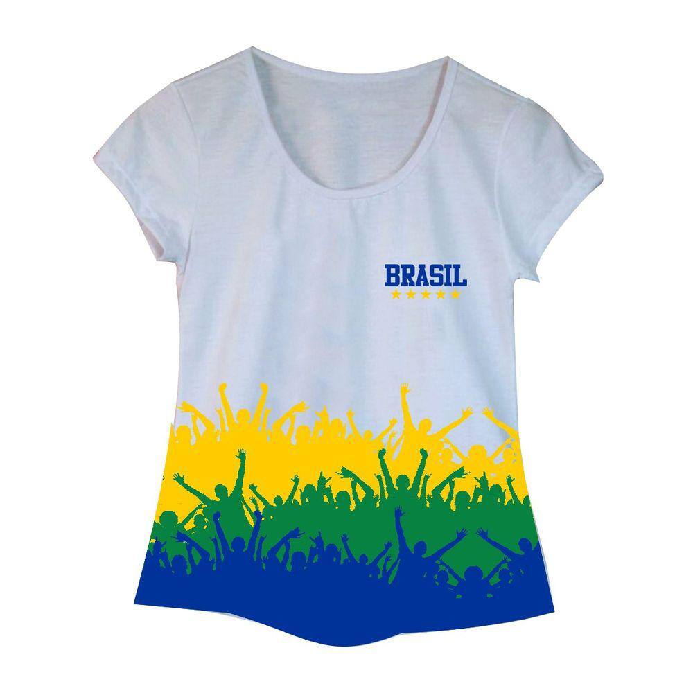 Camiseta Adulta Feminina Brasil Torcida