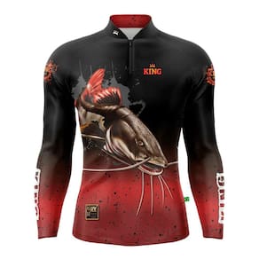 Camiseta Pesca King Brasil Fator Proteção Solar UV KFF647 Vermelho Pirarara