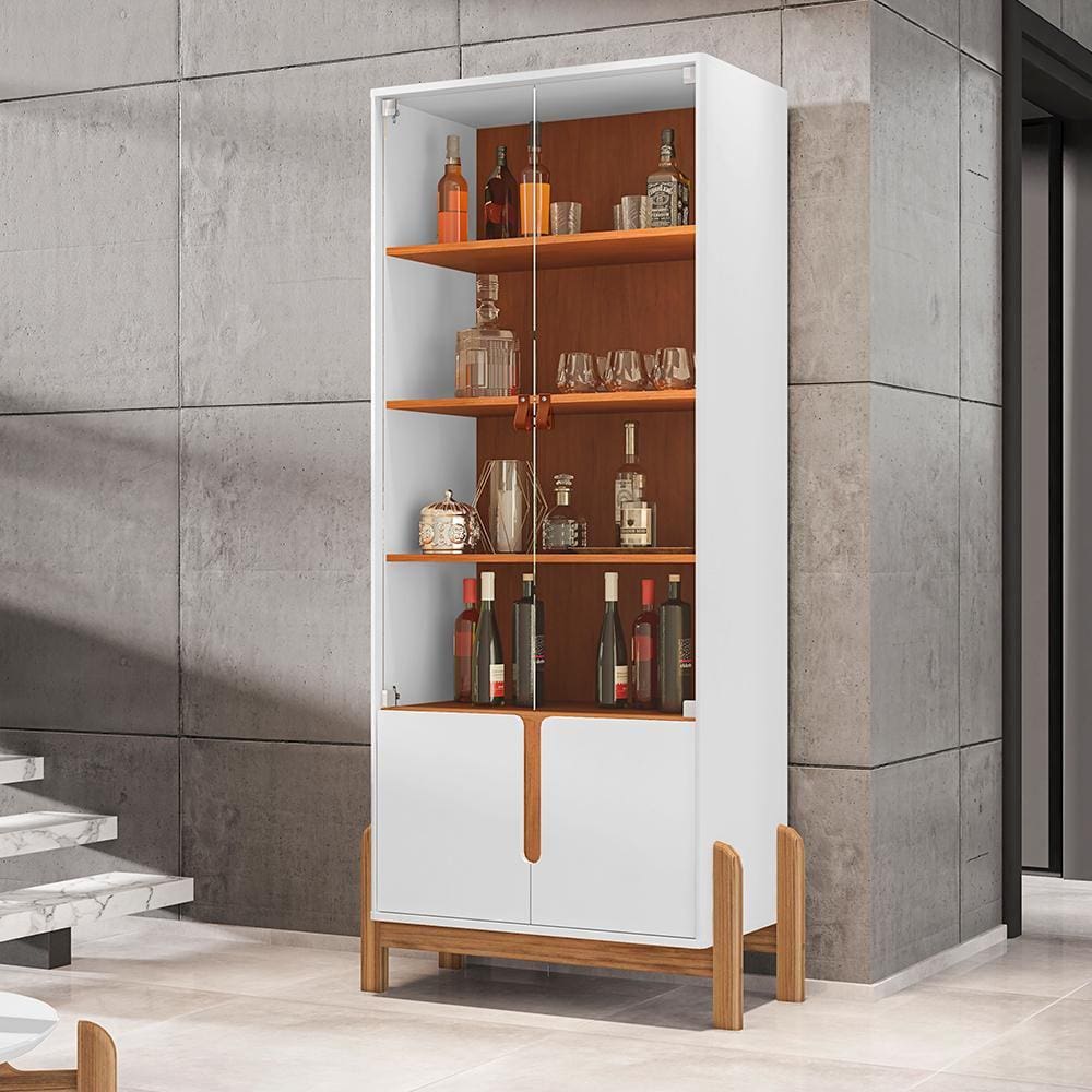 Cristaleira Retrô Cherie Branco Cedro