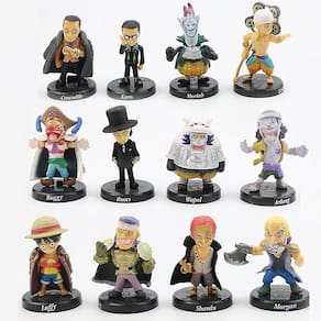 Boneco de ação Beculerty One Piece Luffy PVC 12 unidades/conjunto 4,5-5.