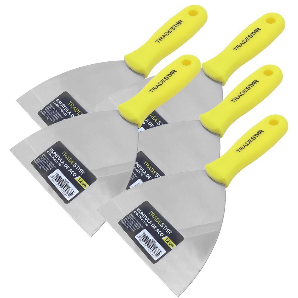 Kit 5 Espátula 12cm Multiuso P/ Pintor Gesso Drywal