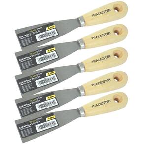 Kit 5 Espátula 4 cm Aço Gesso Massa Corrida Multiuso Drywal