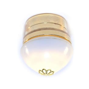 Luz de teto Dolls House Round Flush White Shade Brass LED