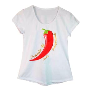 Camiseta Adulta Feminina Manga Curta Estampa Pimenta