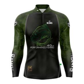 Camiseta Pesca King Brasil Fator Proteção Solar UV KFF648 Verde Tambaqui