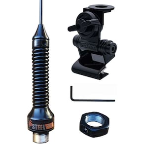 Antena Enfeite Mola na Base Black Preta 1,47m Anti Furto Porta Malas Capô Capu