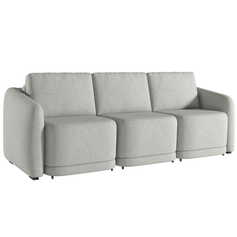 Sofá Cama para Sala de Estar 4 Lugares 336cm Montserrat K01 Linho Cinza - Lyam Decor