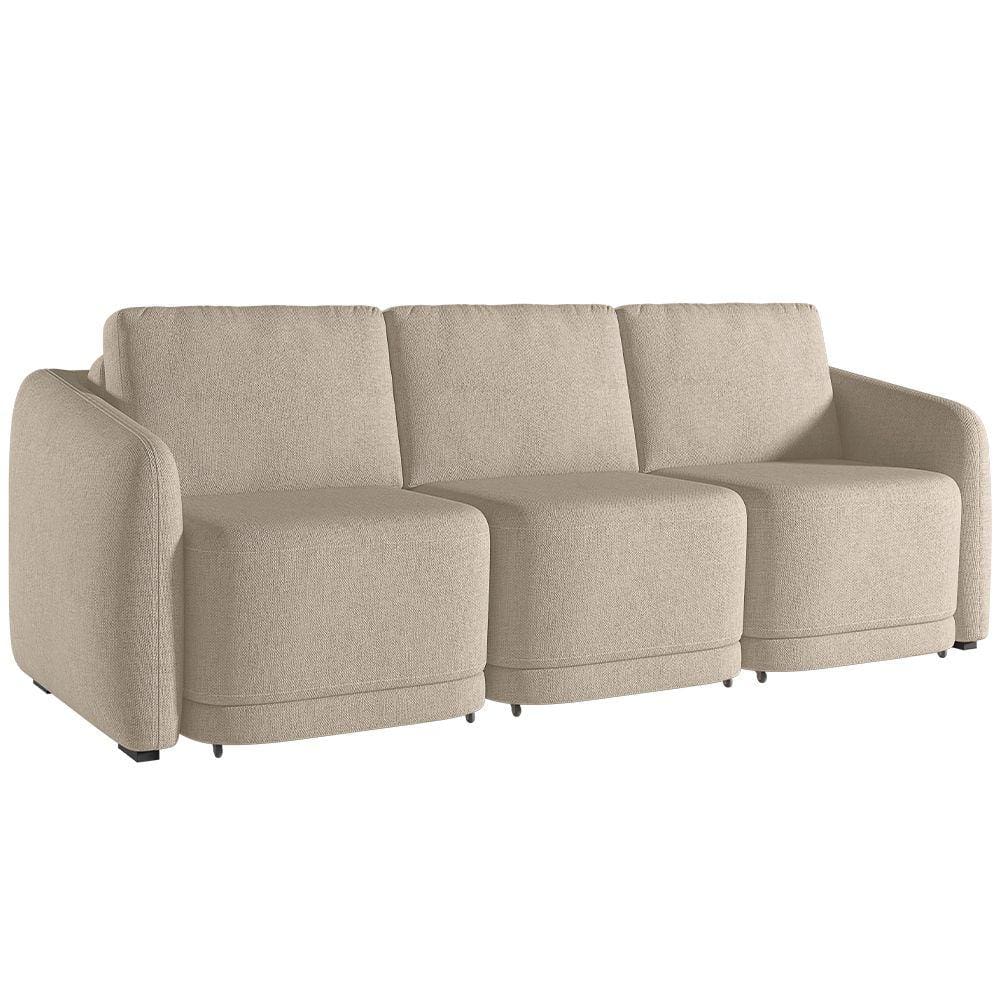Sofá Cama para Sala de Estar 4 Lugares 336cm Montserrat K01 Linho Bege - Lyam Decor