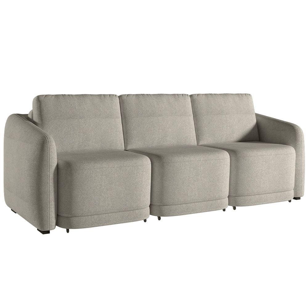 Sofá Cama para Sala de Estar 4 Lugares 336cm Montserrat K01 Bouclê Bege - Lyam Decor