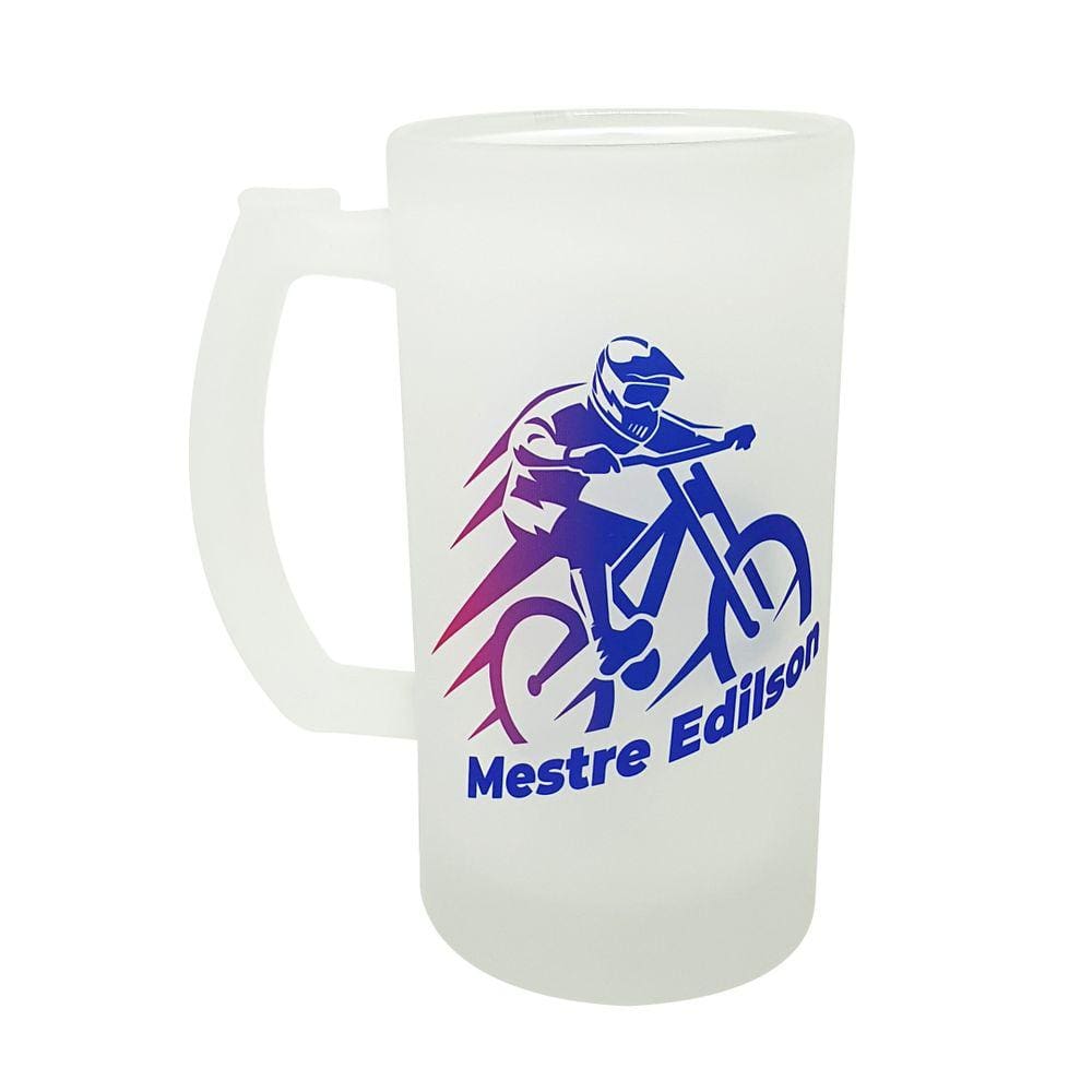 Caneca Vidro Jateado Chopp Personalizada Motocross Mx Motox