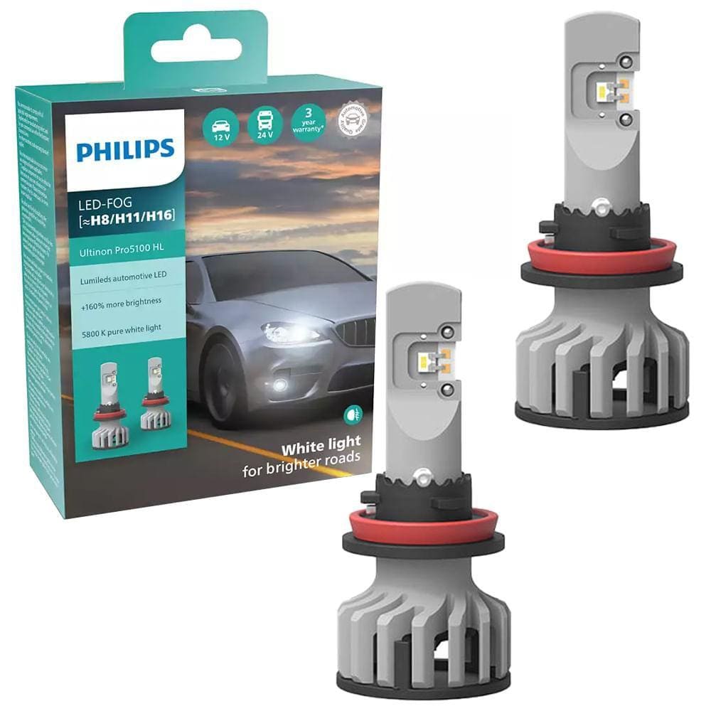 Par Lâmpada Philips LED Ultinon Pro5100 H8 H11 H16 13,2V 9W